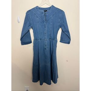 Bamboo Blue Chambray Denim Elastic Waist Dress Youth 16 NWT Cotton Blend